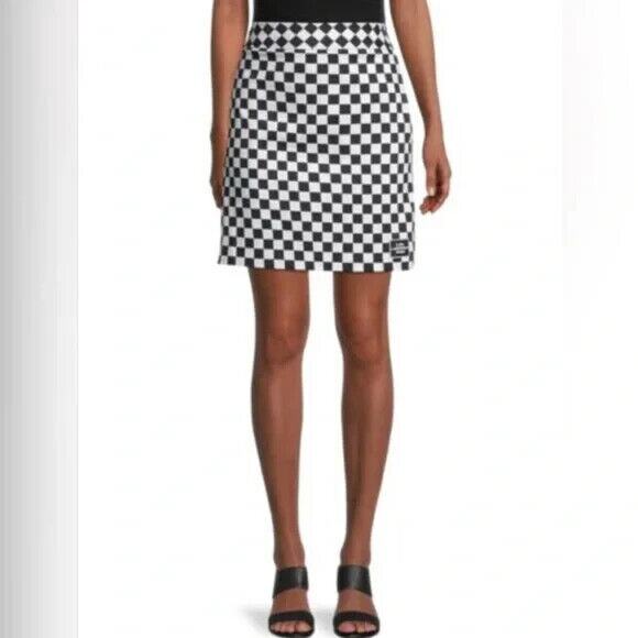 KARL LAGERFELD PARIS - BLACK & WHITE CHECKERED DENIM MOD MINI SKIRT - NWT M - Picture 2 of 6
